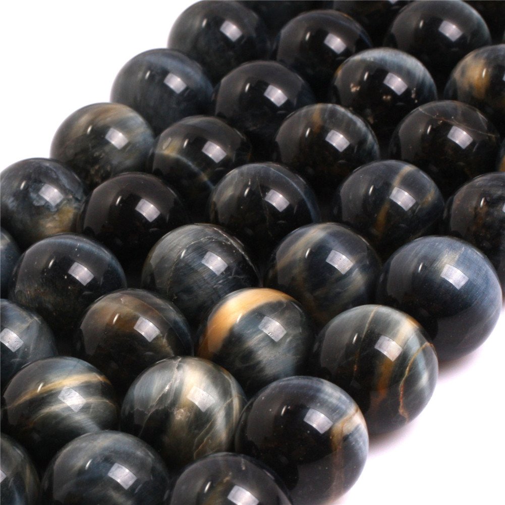 AAA Grade Natural Round Genuine Gemstone Semi Precious Stone Beads for Jewellery Making 15‘’ (Dream Lace Gold Blue Tiger eye/16MM)