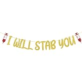 BOMXOI I Will Stab You Banner Nursing Graduation Decorations Gold Glitter | Nurse Graduation Party Decorations Class of 2027 Graduation Party Supplies Congrats Nurse Party Decoration Supplies