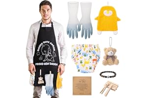 XLSXEXCL New Daddy Apron with Pockets, Dad to be Gag Gift, Baby Shower Gifts for Men, DADDY DUTY APRON, Bracelet, Hand Towels