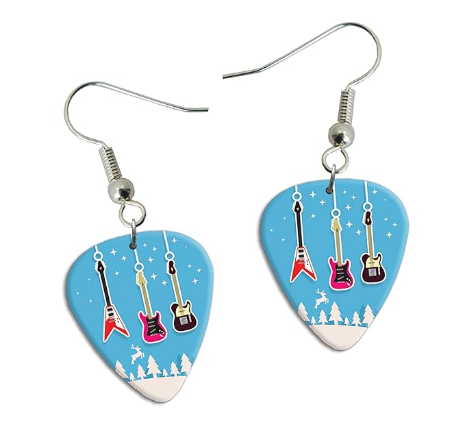 Gitarre Weihnachtskugeln Weihnachtsschmuck Set der Gitarre Plektrum Ohrringe (C16)