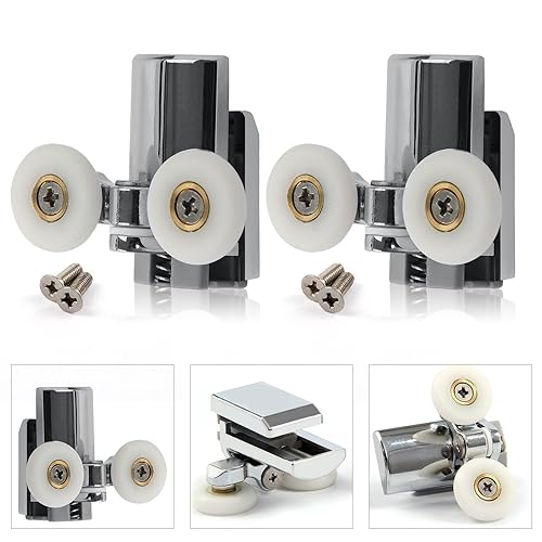 Set of 4 Chrome plated Shower door Lower Hooks / rollers AM174 Amazon