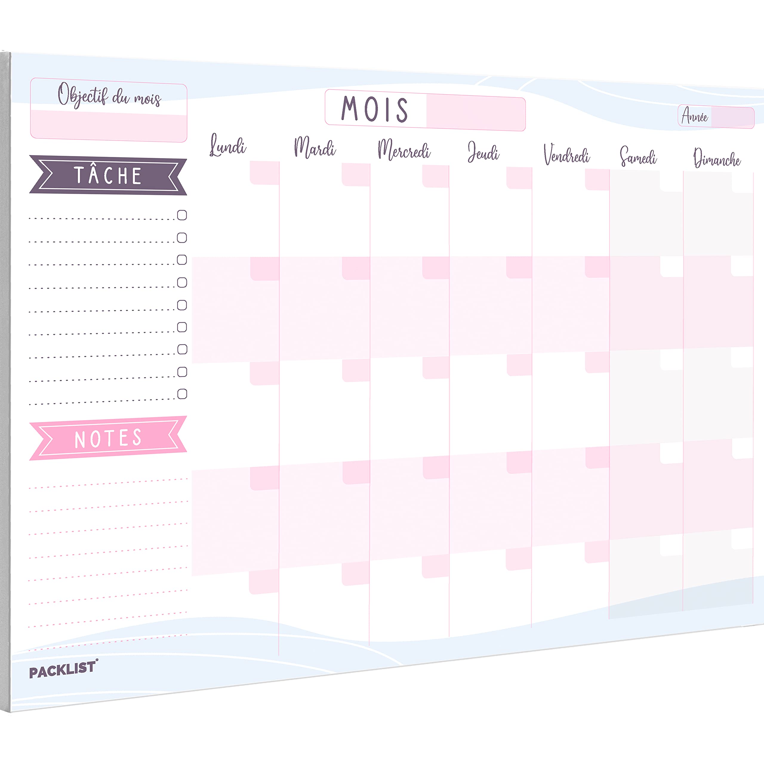 PACKLIST® French Monthly Planner A4 - Planner & Monthly Agenda. Monthly Planner Bloc Notes To Do List. Design for Perfect Organisation! — image 1