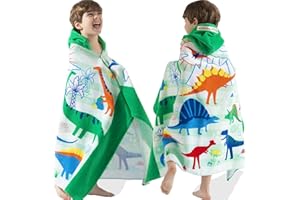 VOOVA & MOVAS Toddler Towels Age 3-8, 30''X50'',100% Cotton | Thick | Absorbent, Beach | Pool | Bath | Bathroom | Swim Towel | Wearable Wrap for Boys, Dinosaur | Dino
