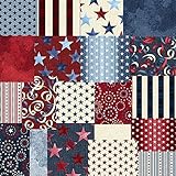 Benartex OH MY STARS Precut 5-inch Charm Pack Cotton Fabric Quilting Squares Assortment Dover Hill USA America OHMY5PK