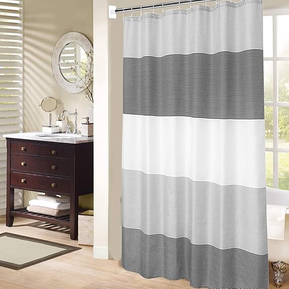 Shower Curtain Black and Grey, Shower Curtain for Men
