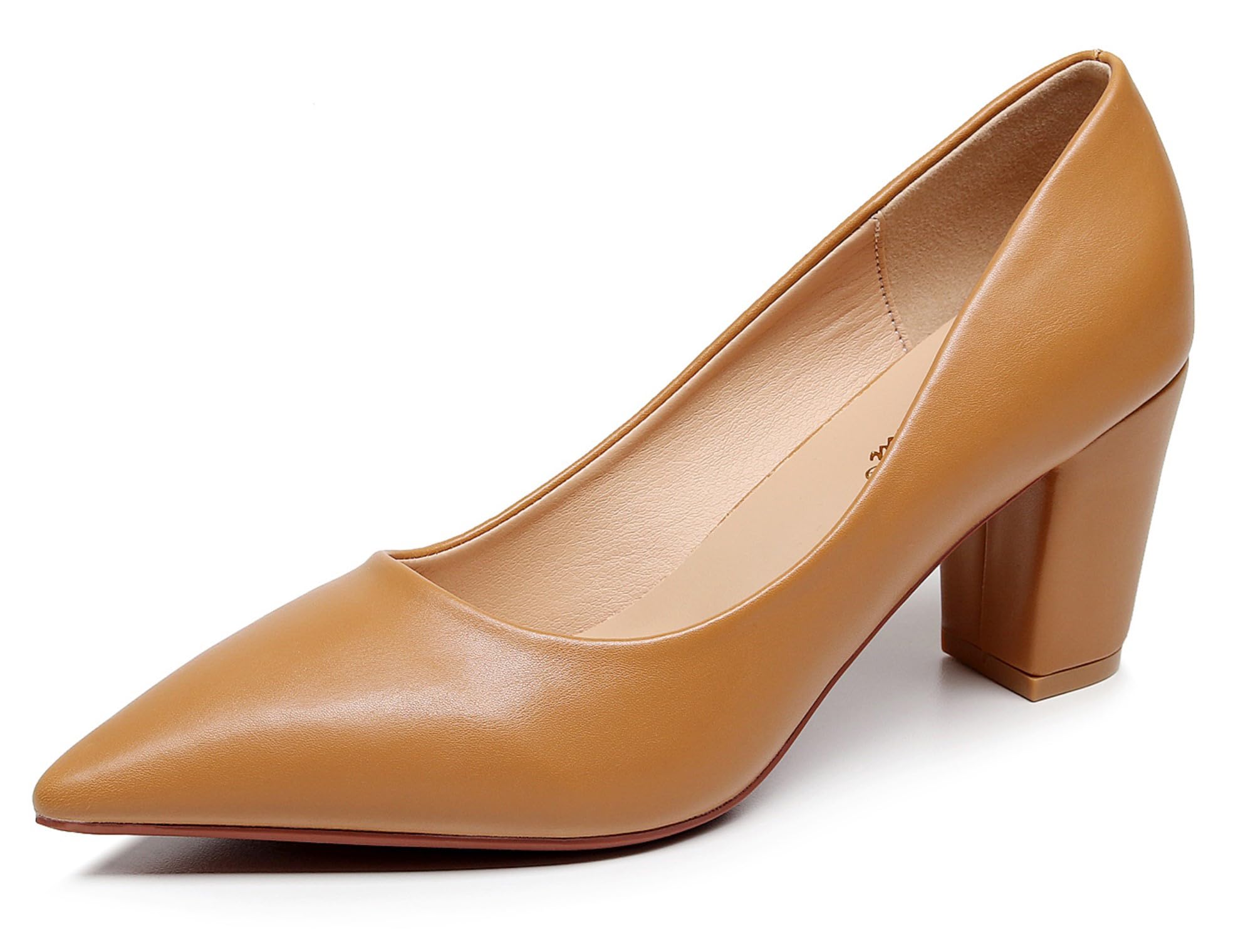 Photo 1 of VenusCelia Women's Lewin Pump Chunky Heel Shoes (9.5 M US,Tan PU)
