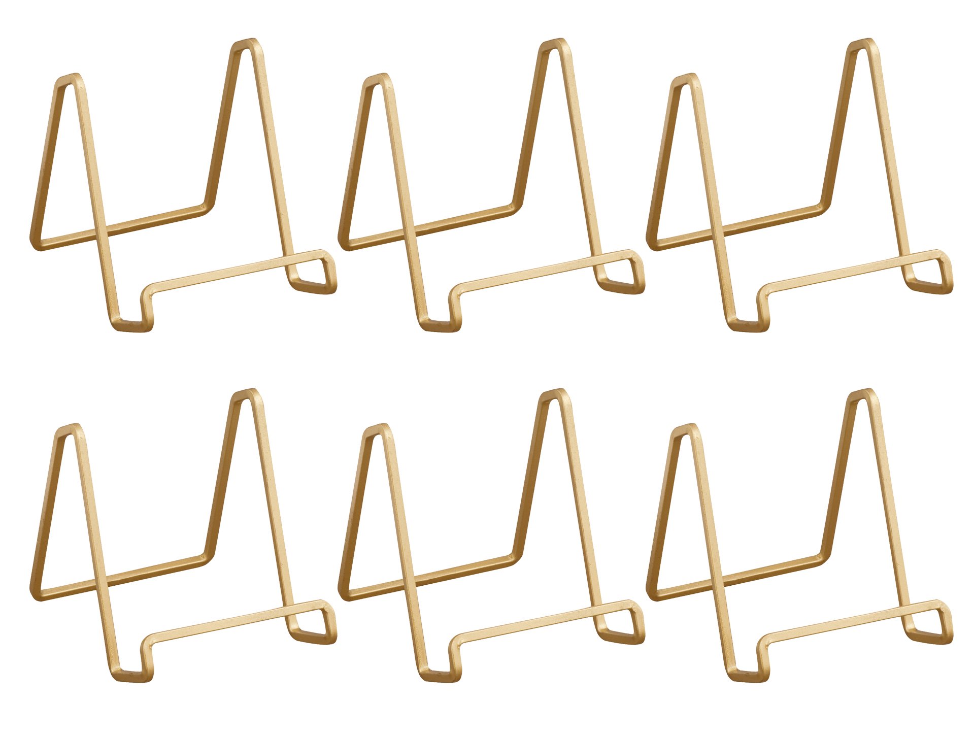 Photo 1 of Red Co. Metal Square Wire Easel, Decorative Plate Holder, Book Display Stand, Set of 6, Gold Color, Medium Sized, 4-inch