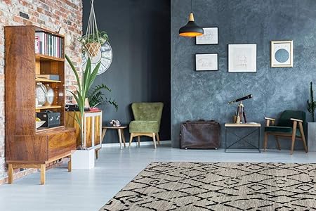 Teppich Vinatege Look Berber Look Flachflor Rauten Wohnzimmer Teppiche