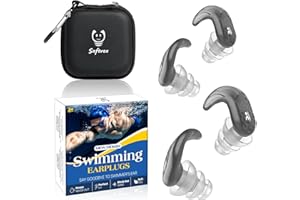 SOFTVOX Ear Plugs for Swimming, 2 Pairs Swimmers Earplugs for Adults Kids 6+, Water Out Sound in, Ultra Soft, Waterproof Reusable Silicone Swim Ear Plugs for Sailing Surfing Parasailing Diving Shower