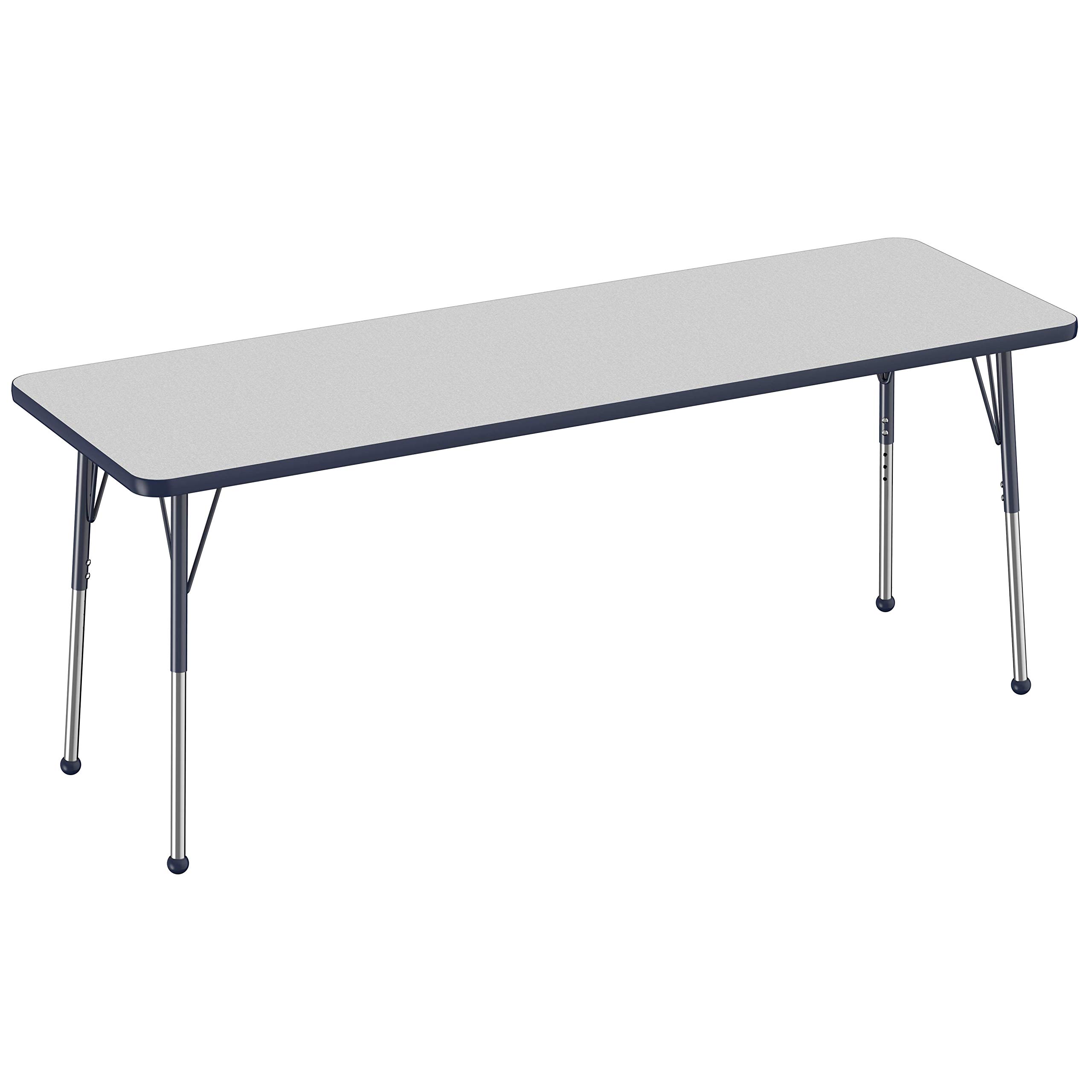 Photo 1 of ***LEGS ONLY OF FDP Rectangle Activity School and Office Table (24 x 72 inch), Standard Legs with Ball Glides, Adjustable Height 19-30 inches - Gray Top and Navy Edge