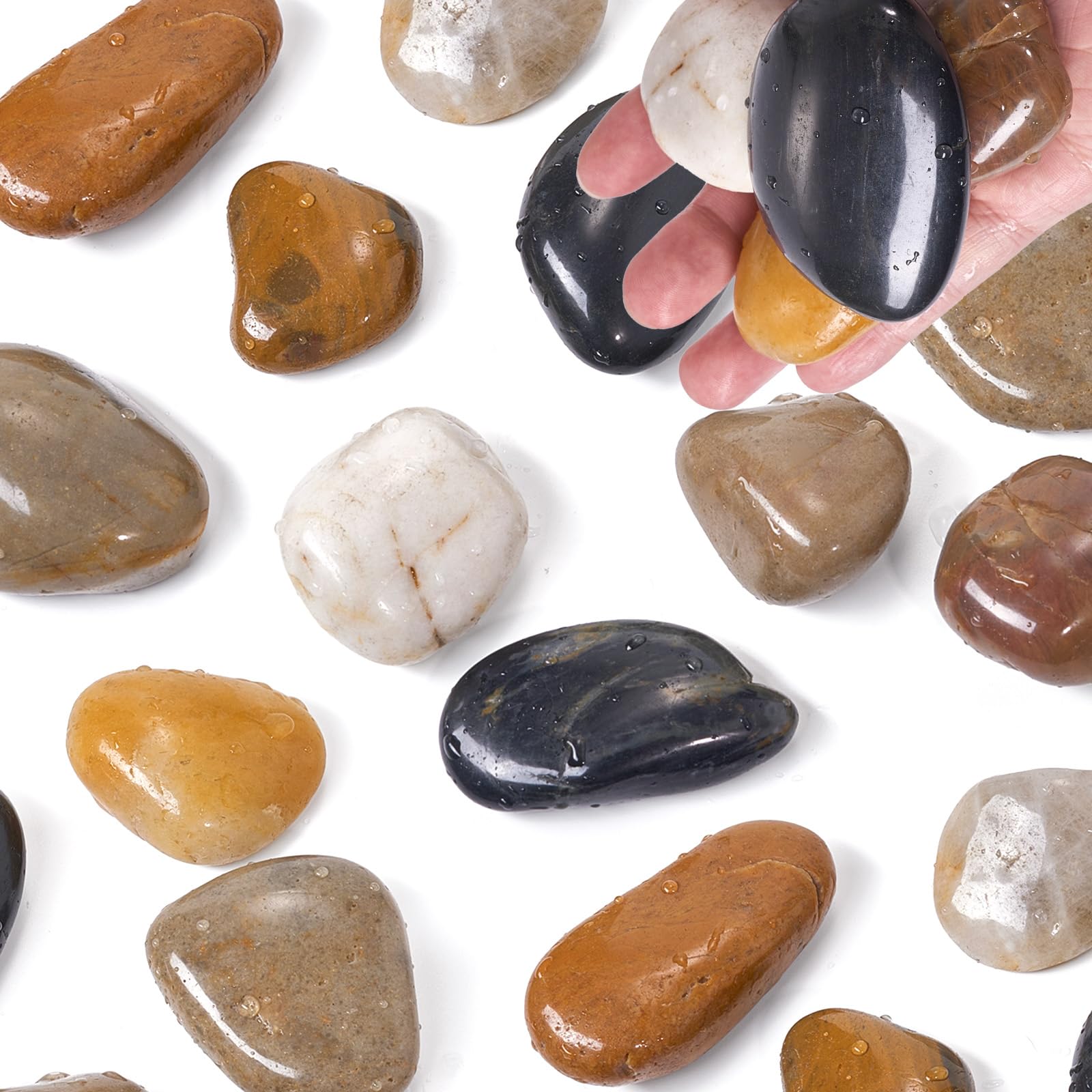 3.9 LB Pebbles, 3-5CM Decorative Stones for Plant Pots, Garden Pebbles & Stones for Vases