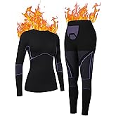 ATTRACO Seamless Thermal Underwear for Women Long Johns Thermal Suit Stretchy Ski Base Layer Set