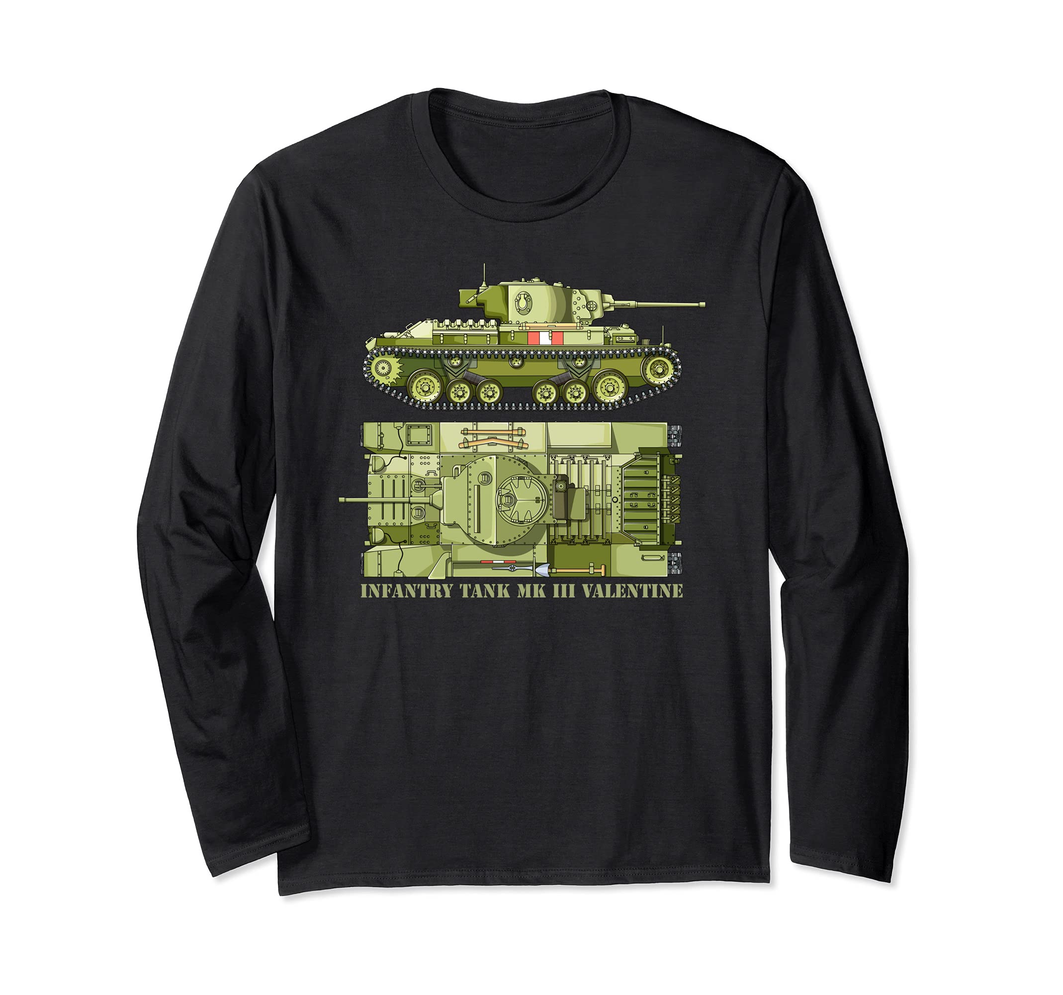 Mark III Valentine Infantry Tank British WW2 Tanks Diagram Long Sleeve T-Shirt