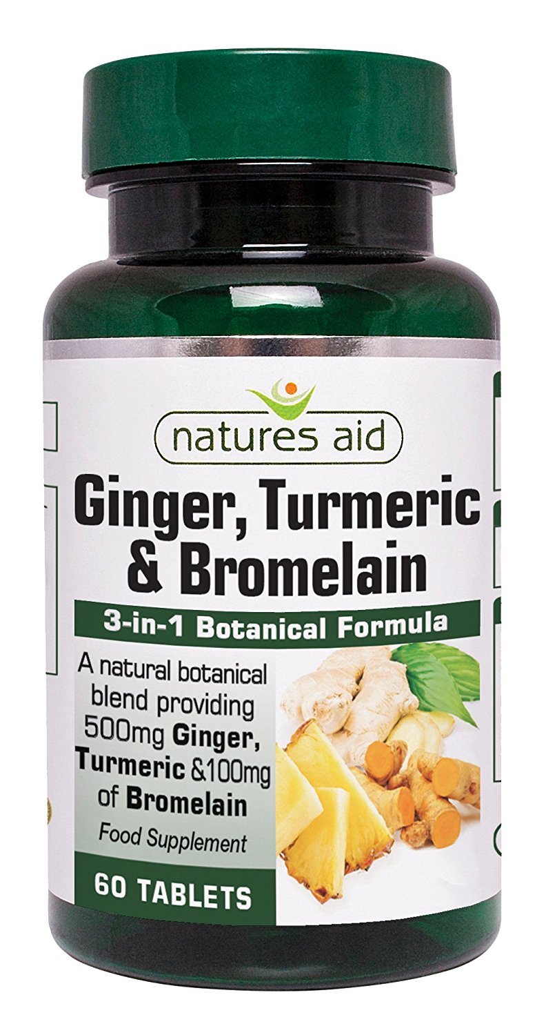 Natures Aid Ginger, Turmeric & Bromelain 60 Tabs (Pack of 2)