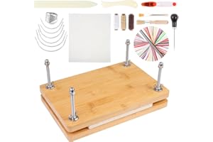 RANERVZ 11.6 x 7.9 Inch Book Press Bookbinding kit, Starter Tools Set with Book Binding Supplies Eye Needles Wax Thread Book Cloth, and Folder Awl Large for DIY