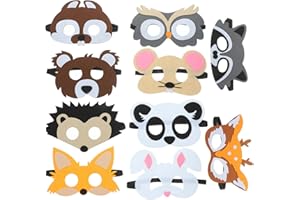 JOINPAYA 10 Pcs Cartoon Animal Masks: Felt Jungle Animal Masks Wild Woodland al Party for Theme Birthday Party