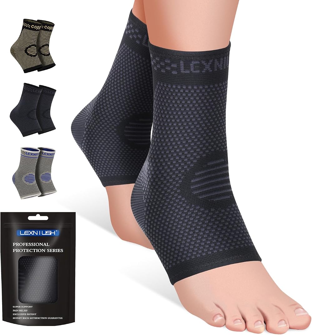Lexniush Ankle Support 2 Pack for Sprained Ankle Plantar Fasciitis Relief