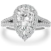 Maxinejewelry 3.5/5.0CT Halo Pear Shaped Engagement Ring,Split Shank Promise Ring for Women in S925 Sterling Silver