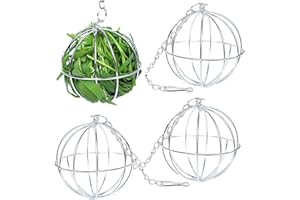 Allazone 4 PCS Hay Feeder Ball, Hay Rack Ball, Small Animal Stainless Steel Grass Ball Grass Rack Ball for Rabbit Guinea Pig Hamster Hay Dispenser Hanging Ball Feeder Toy Rabbit Pet Supplies