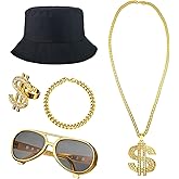 Fraiieon 90s Hip Hop 80s Costumes for Men/Boys/Kids Rapper Themed Party Outfits Accessories