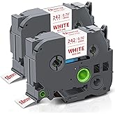 Unismar Compatible for Brother TZe-242 TZ242 Red on White 18mm 0.7 Laminated TZ Tape for Brother Ptouch PTD400AD PTD400VP PT-D600 PTD600VP PT-P700 PT-P900W PT-2730 Label Maker, 3/4''x 26.2 ft, 2-Pack