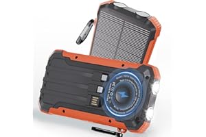 Luvknit Solar Charger Power Bank 20,000mAh Portable Wireless Charger, Fast Charging External Battery Bank with 6 Outputs for Cell Phones,Portable Solar Panel with Dual Flashlight for Camping