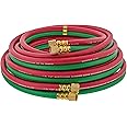 Master Elite 25 Foot Oxygen Acetylene Hose Twin Welding Hose Set, 1/4 Inch B Fittings, 9/16”-18 - Oxy Acetylene Cutting Torch Hoses, Welder Gas Hose Cut Metal, Green Red, Grade R, Fits Regulators