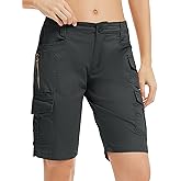 Asfixiado Cargo Shorts for Women, 95% Cotton Elastic Waisted Casual Short with 8 Pockets for Streetwear Work Travel Camping