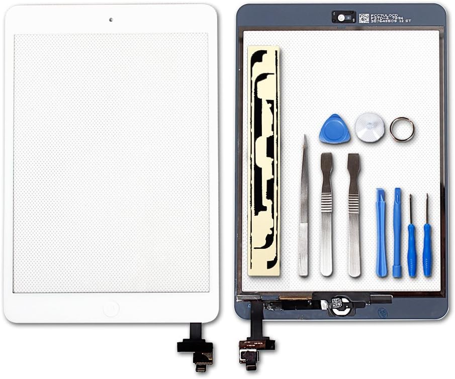 Ayake for iPad Mini/iPad Mini 2 Digitizer Screen Replacement White 7.9'' Full LCD Display Assembly with IC Chip Flex Cable, Home Button, Camera Bracket Pre Assembled, Adhesive and Repair Tool Kits