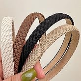 Wuhetyo Trendy Non Slip Headbands for Women 4PCS Thin Knitted Fashion Plain Hair Bands Cute Elastic Headbands for Women & Girls 0.6 Inch Wide Women's Hair Accessories
