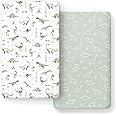 GRSSDER Stretch Ultra Soft Jersey Knit Fitted Crib Sheets Set 2 Pack，Fit All Standard Crib Mattress Pads Safe and Snug, Crib Fitted Sheet for Baby, Dinosaur