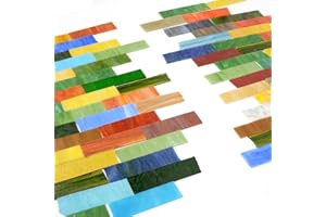 KIPHEPI Stained Glass Pieces for Crafts and Decoration Variety Irregular Broken Stained Glass Mosaic Tile 600g Pack Mixed Rectangle