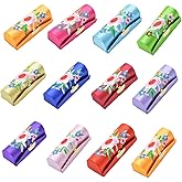 MIAO JIN 12-Pack Lipstick Case with Mirror Bulk, Small Lipstick Holder for Purse, Makeup Holder for Jewelry & Cosmetics, Storage Box, Cute Embroidery Design (Random Colors)