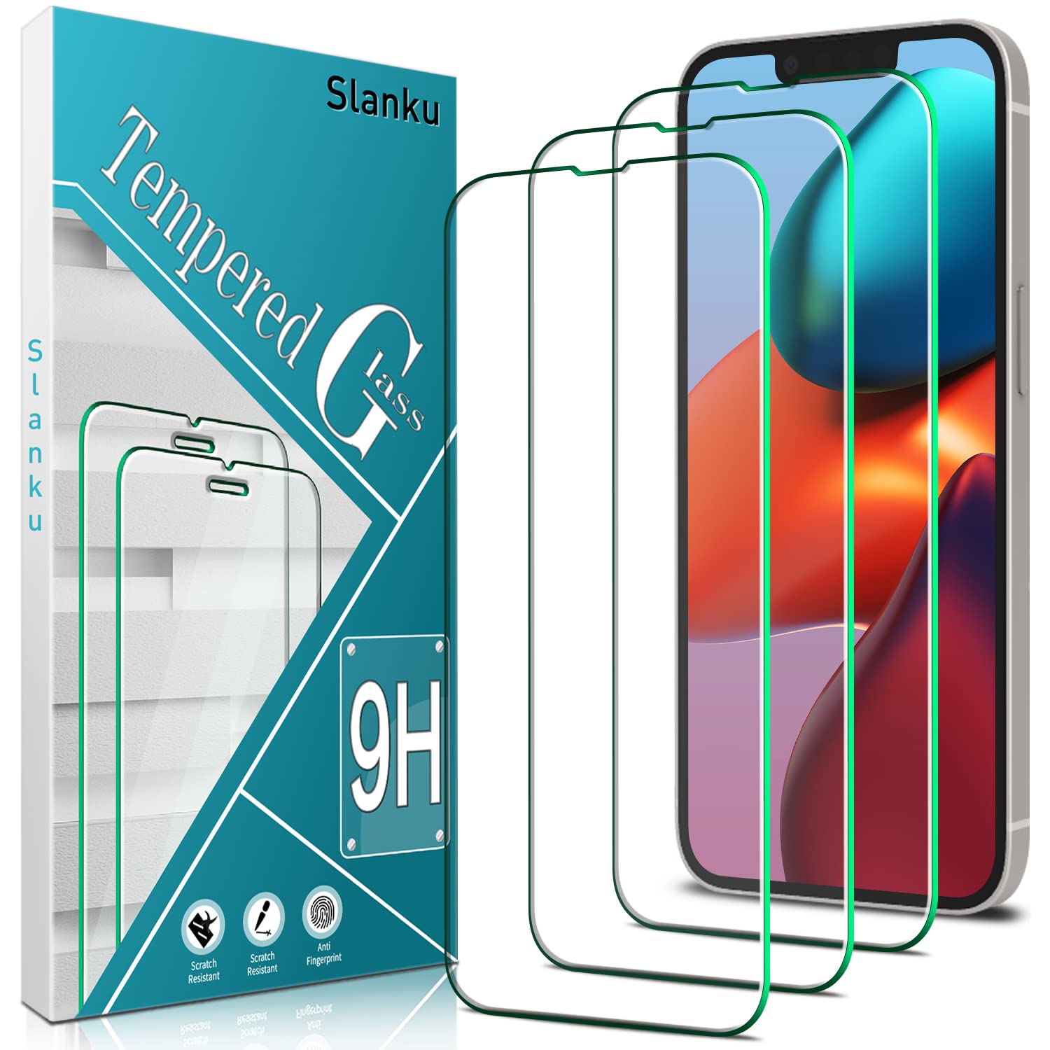 Slanku 3 Pack Screen Protector for iPhone 13 Mini (5.4 inch), 9H Tempered Glass Film, Full Coverage, Anti Scratch, Case Friendly, NO Bubble — image 1
