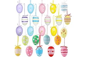Moerstar 24 Pcs Plastic Easter Eggs, Hanging Easter Eggs for Party Decorations (Style A)