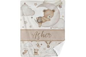 Custom Baby Blanket with Name for Boys Girls, Personalized Baby Gifts, Dotted Backing Soft Cozy Throw Blanket for Bed, Stroll