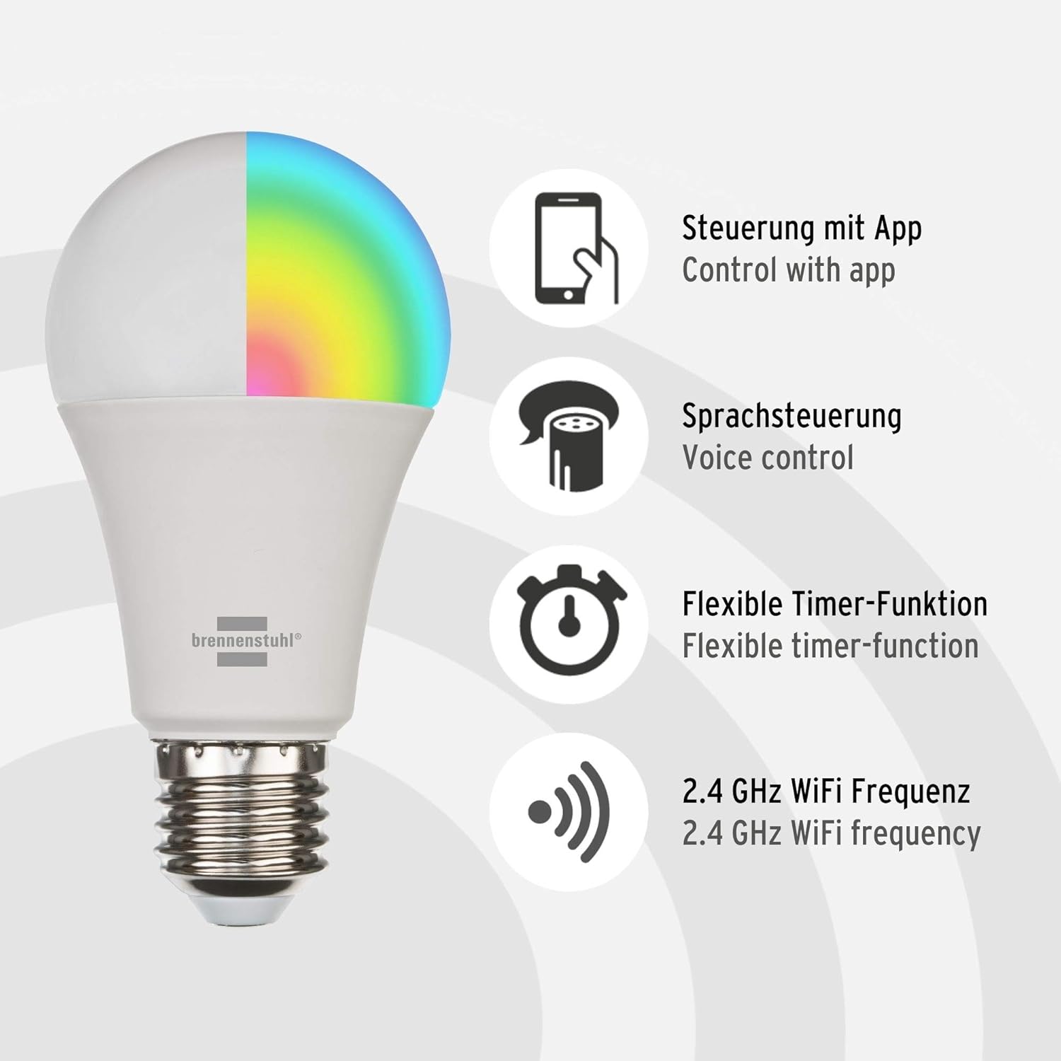 Brennenstuhl Connect WiFi LED Bulb SB 800 E27 (Compatible with Alexa and Google Assistant, no hub Required - Image 3