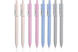 DR DOURONGE Retractable Gel Pens 8pcs, 0.5mm Fine Point, Quick Drying Black Ink, Smooth Writing, No smear, No skipping, Ideal for Journaling, Note Taking, Aesthetic Office Tools for Women and Men