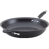 Anolon Advanced Home Hard Anodized Nonstick Frying Pan, 14.5 Inch – Large Skillet with Helper Handle, 14 Inch Nonstick Frying Pan, Durable Cookware - Onyx