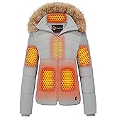 HEARTOVA Graphene Women Heated Puffer Jacket with 18400 mAh Battery Pack