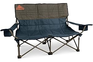 Kelty Low Loveseat Oversized 2-Person Heavy Duty Folding Camp Chair, Double Seat for Soccer Games, Tailgating, Beach Days (Low Height/Dark Shadow)
