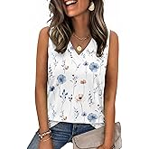 Zeagoo Tank Top for Women V Neck Loose Fit Sleeveless Summer Tops Business Casual Outfits Dressy Blouses Shirts