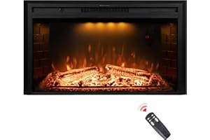 Dreamflame 36 inch Wide 21 inch High Electric Fireplace, Wall Fireplace Electric with Remote Control, Realistic Log and Crackling Sound, Overheating Protection and Timer, 750/1500W Black