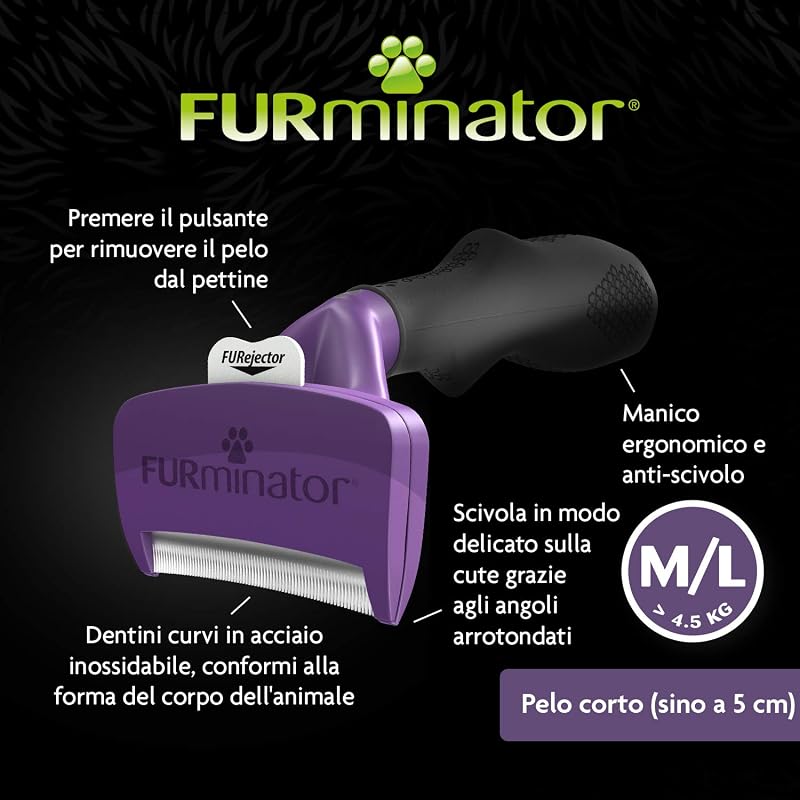 deShedding Tool - Spazzola per Gatti di Taglia M/L, Pelo Corto