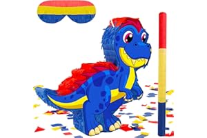 DONSAJI Dinosaur Pinatas, Dino Pinatas Birthday Party Supplies with Stick Blindfold Confetti Gifts for Kids, Boys Animal Theme Party Decorations 14 x 8.3 Inch