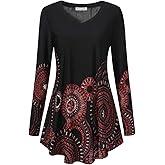 BAISHENGGT Women's Casual Long Sleeve Tunic Tops for Leggings V-Neck Blouse T-Shirt