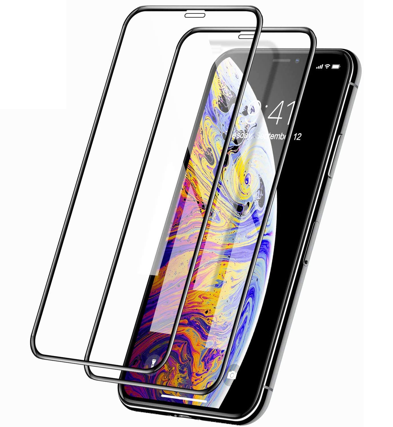 YTZJ Direct 2-Pack Full Coverage Screen Protectors for Apple iPhone 11 Pro, iPhone Xs and IPhone X 5.8-Inch, Premium Tempered Glass Film, Full Protection, High Clarity, Case-Friendly