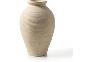 Sawoake Large 9 Inch Ceramic Vase, Farmhouse Rustic Table Centerpiece, Vintage Floor Vase for Dried Flowers, Home Decor for L