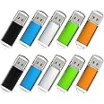 RAOYI 10 Pack 2GB USB Flash Drives USB 2.0 Memory Stick Bulk Thumb Drives Thumb Drive Jump Drive (5 Mixed Colors: Black Blue Green Orange Silver)