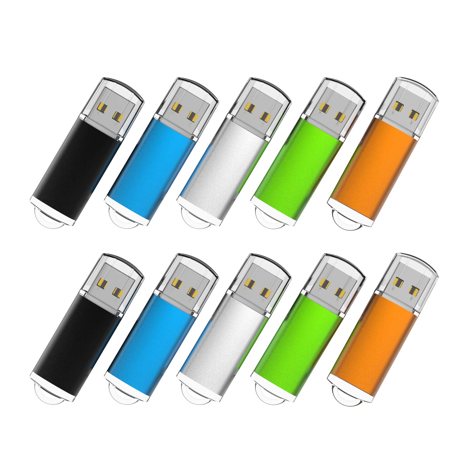 Photo 1 of RAOYI 10 Pack 32GB USB Flash Drives USB 2.0 Memory Stick Bulk Thumb Drives Thumb Drive Jump Drive (5 Mixed Colors: Black Blue Green Orange Silver)